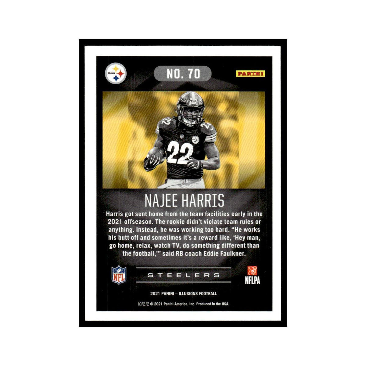 Najee Harris 2021 Panini Illusions #70 Pittsburgh Steelers Football Card NM