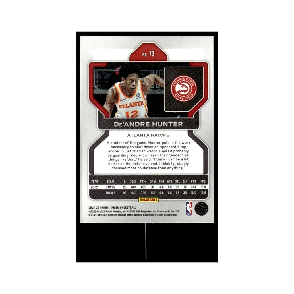 De'Andre Hunter 2021 Panini Prizm #73 Atlanta Hawks Basketball Card NM