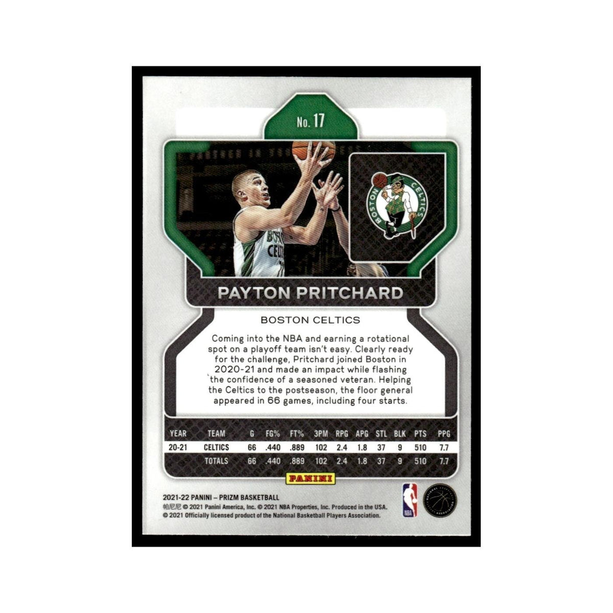 Payton Pritchard 2021 Panini Prizm #17 Boston Celtics Basketball Card NM