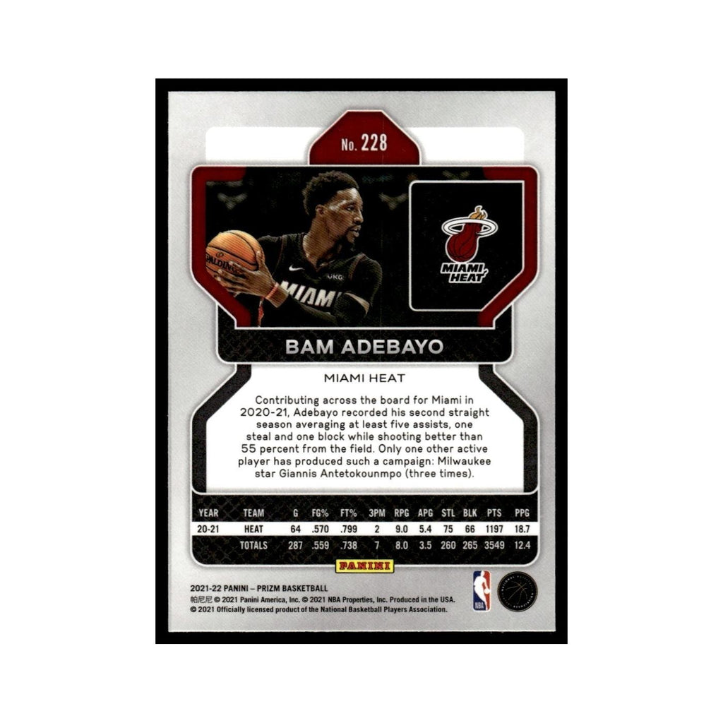 Bam Adebayo 2021 Panini Prizm #228 Miami Heat Basketball Card NM