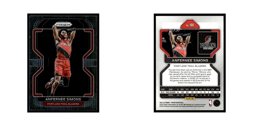 Anfernee Simons 2021 Panini Prizm #168 Portland Trail Blazers Basketball Card NM