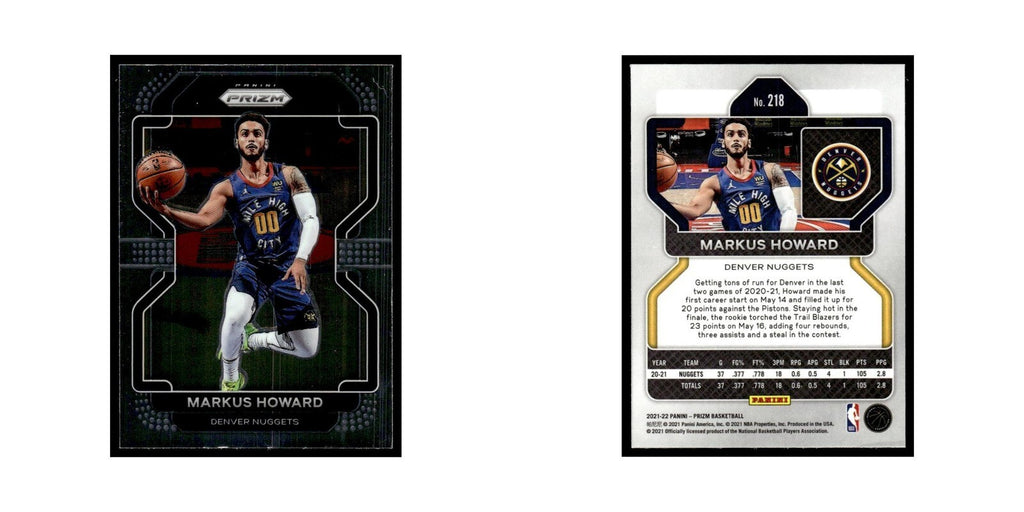 Markus Howard 2021 Panini Prizm #218 Denver Nuggets Basketball Card NM