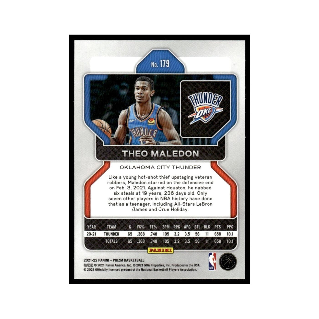 Theo Maledon 2021 Panini Prizm #179 Oklahoma City Thunder Basketball Card NM
