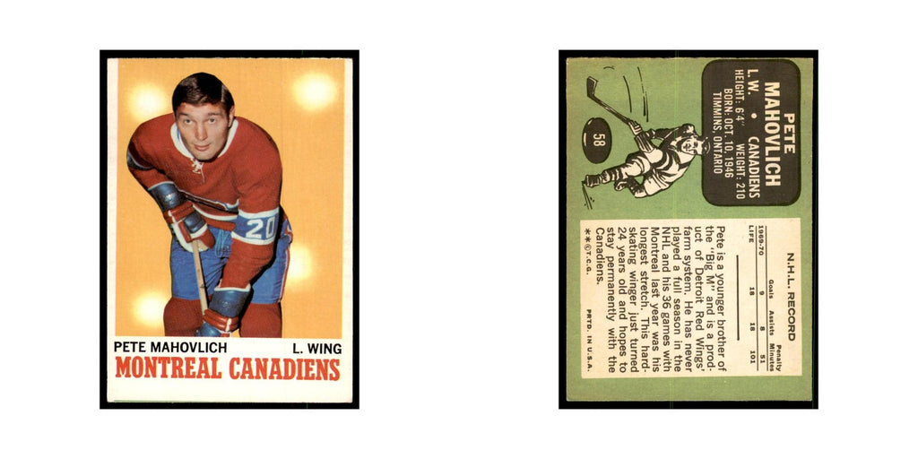 1970 Topps Pete Mahovlich Montreal Canadiens #58