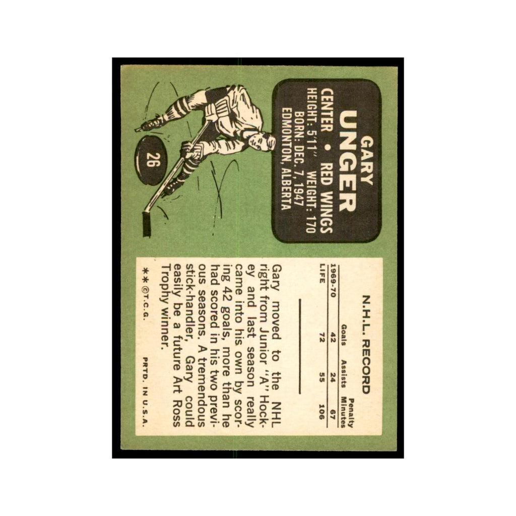 1970 Topps Gary Unger Detroit Red Wings #26