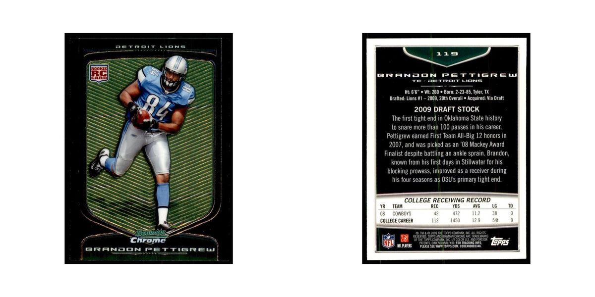 2009 Bowman Chrome Brandon Pettigrew RC Football Cards #119