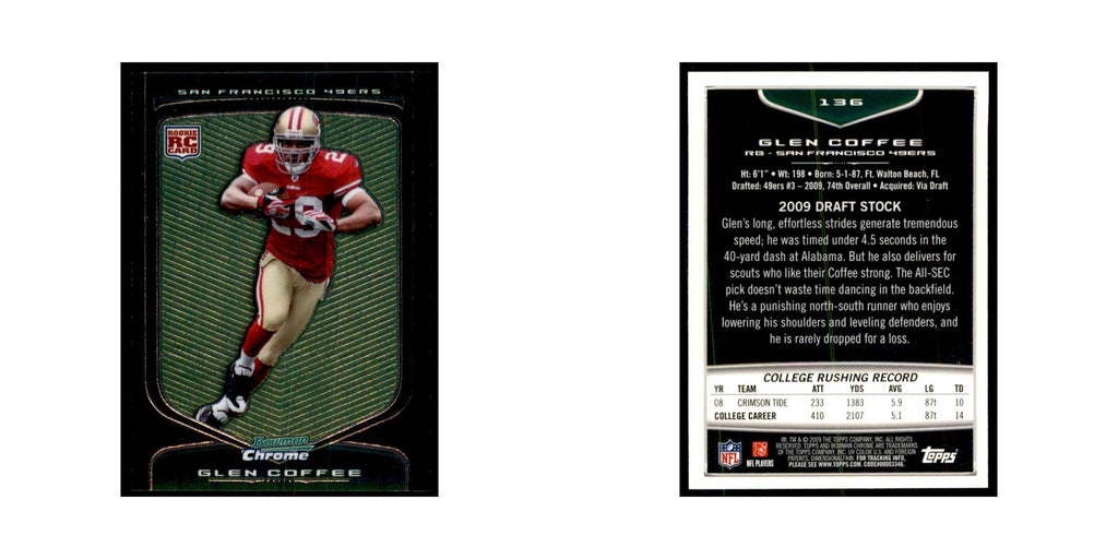 2009 Bowman Chrome Glen Coffee RC Football Cards #136