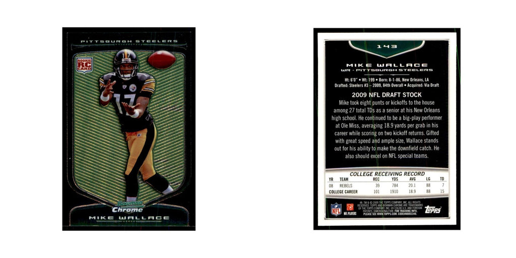 2009 Bowman Chrome Mike Wallace RC Football Cards #143