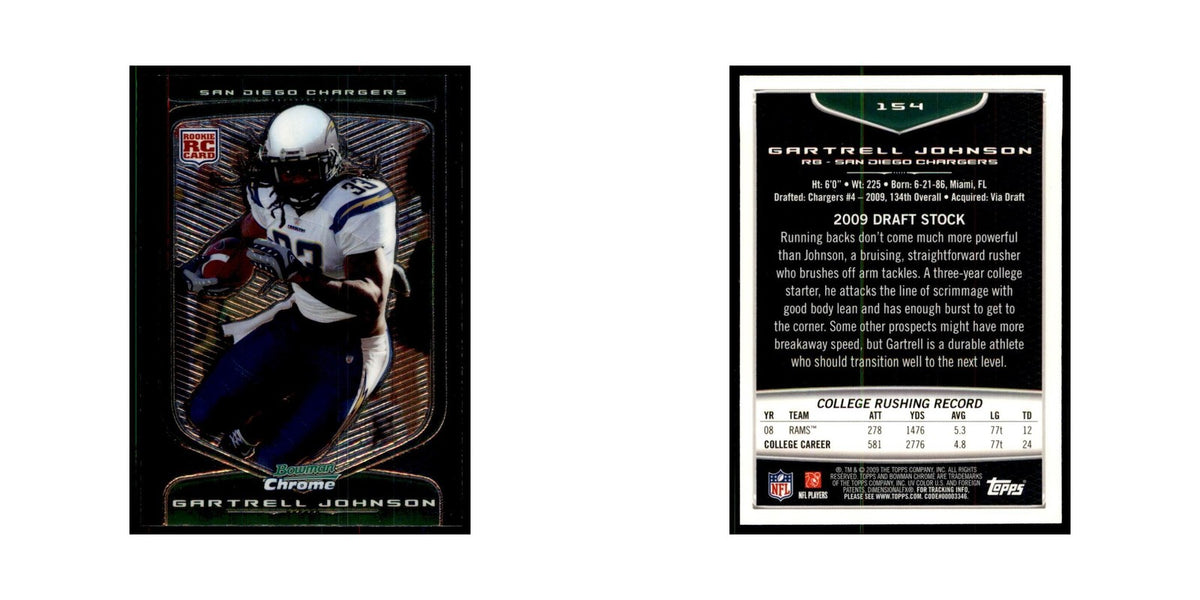 2009 Bowman Chrome Gartrell Johnson RC Football Cards #154