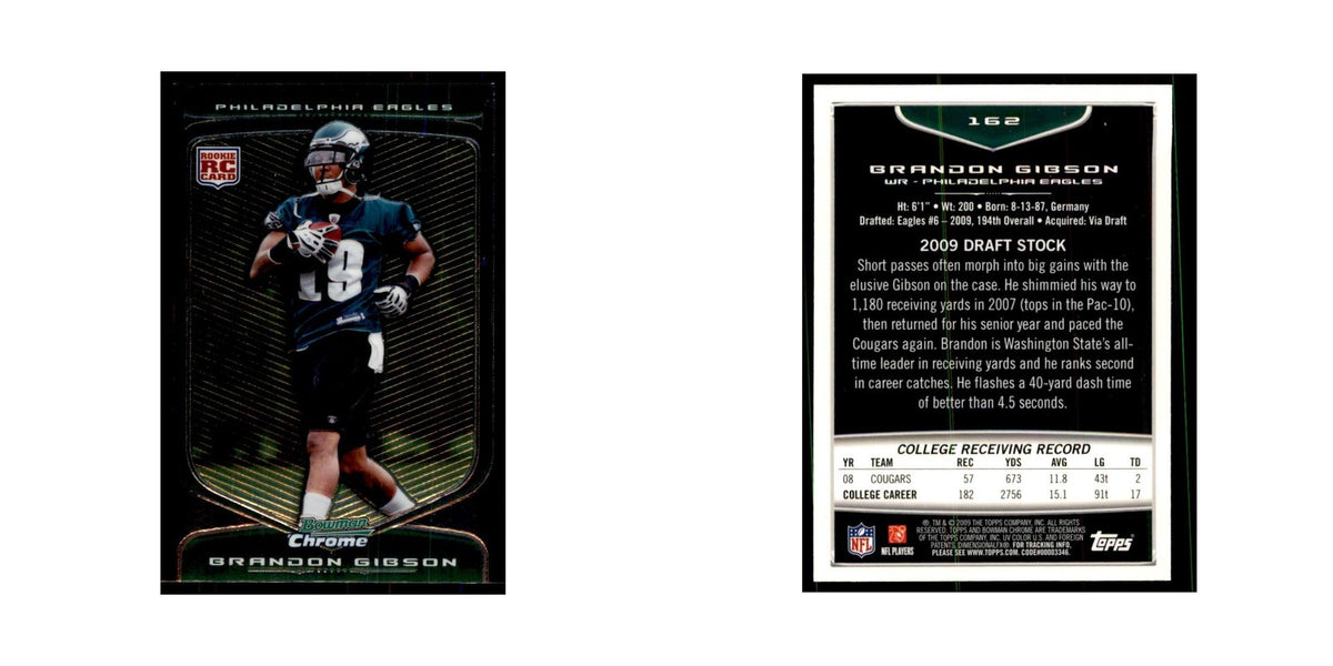 2009 Bowman Chrome Brandon Gibson RC Football Cards #162