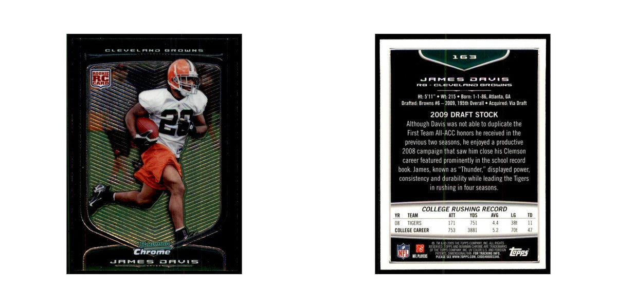 2009 Bowman Chrome James Davis RC Football Cards #163