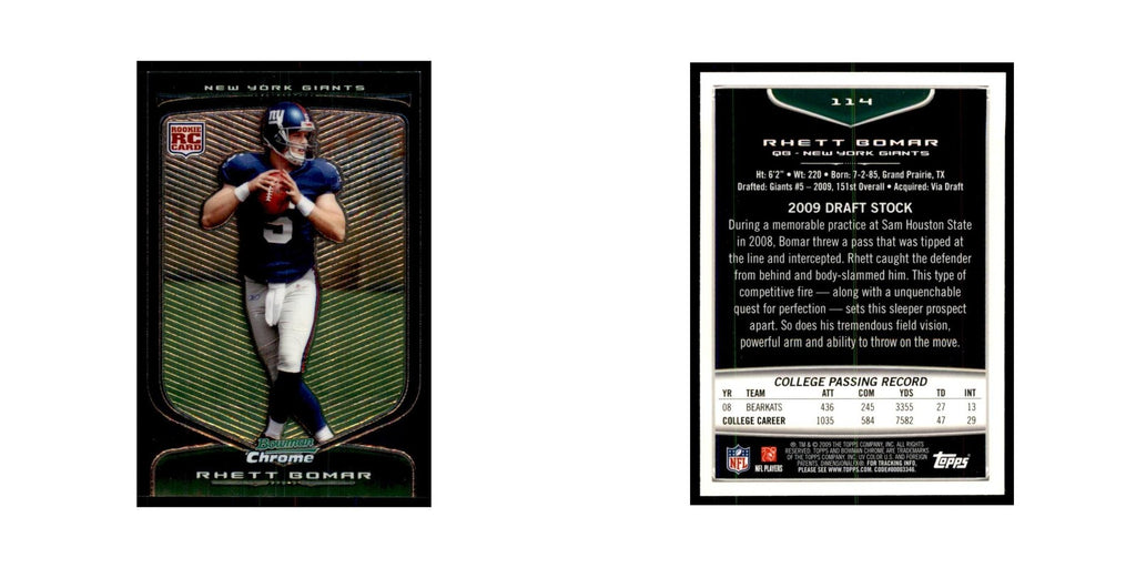 2009 Bowman Chrome Rhett Bomar RC Football Cards #114