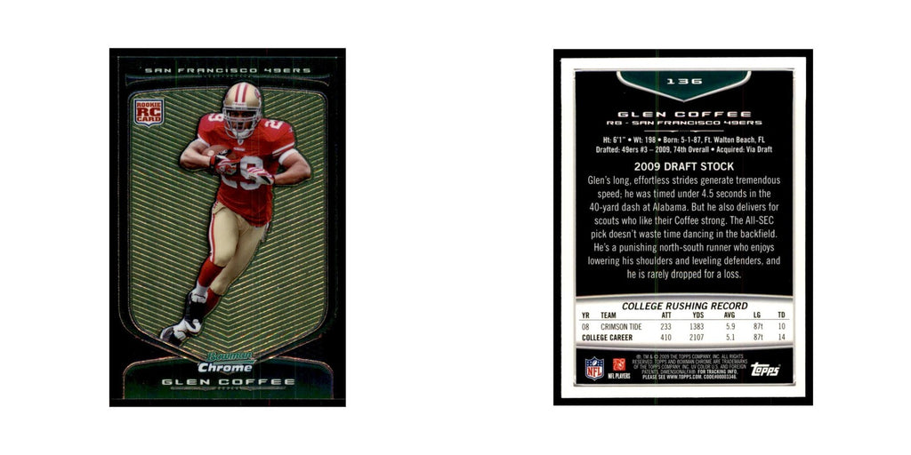 2009 Bowman Chrome Glen Coffee RC Football Cards #136