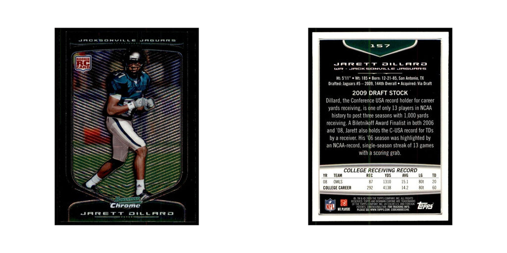 2009 Bowman Chrome Jarett Dillard RC Football Cards #157