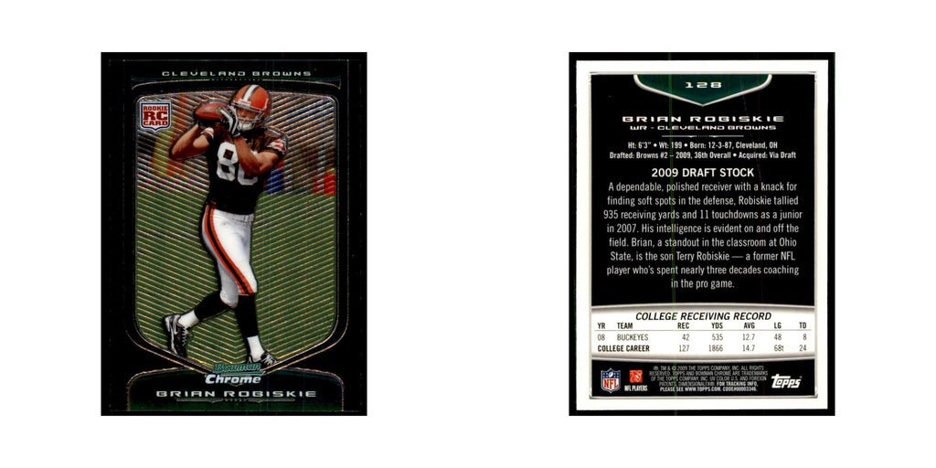 2009 Bowman Chrome Brian Robiskie RC Football Cards #128