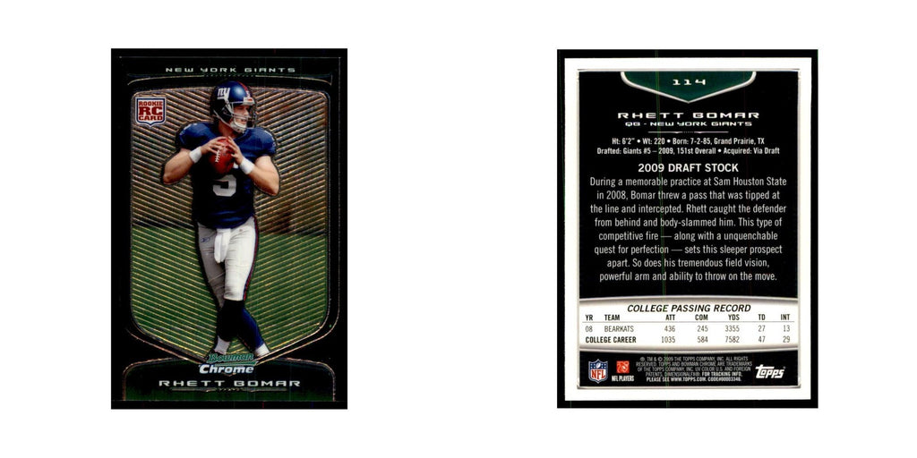 2009 Bowman Chrome Rhett Bomar RC Football Cards #114
