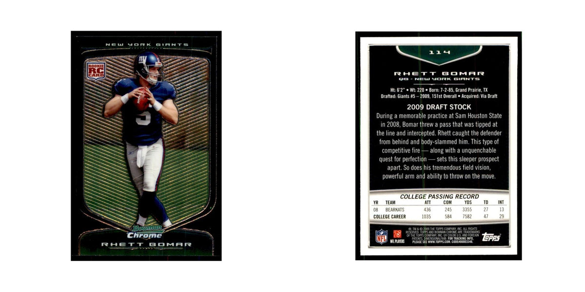 2009 Bowman Chrome Rhett Bomar RC Football Cards #114