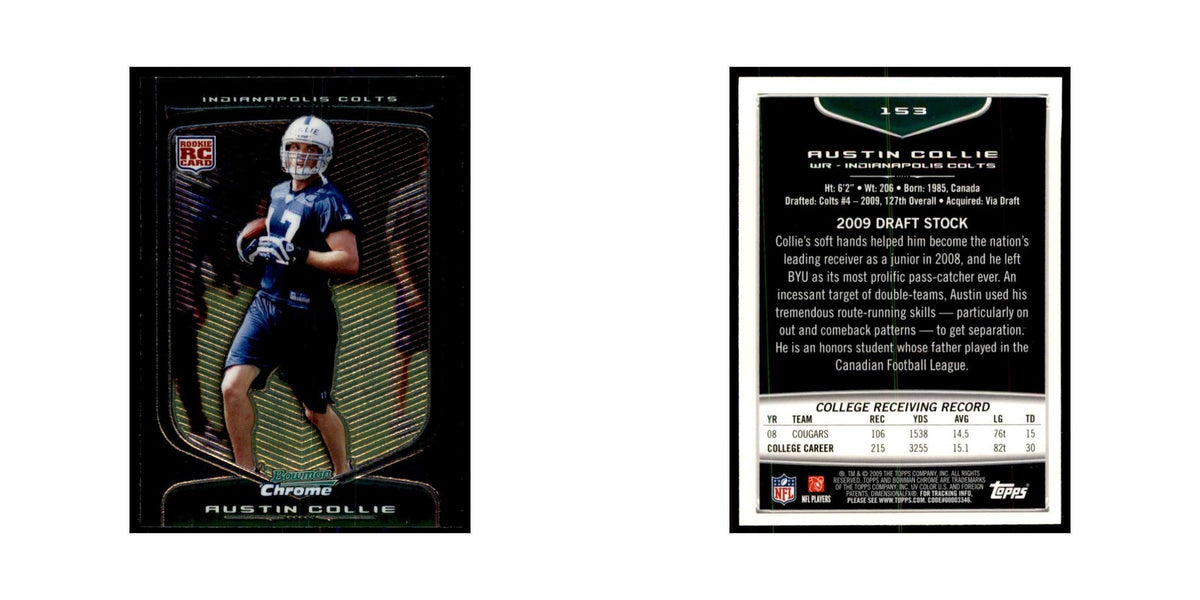 2009 Bowman Chrome Austin Collie RC Football Cards #153