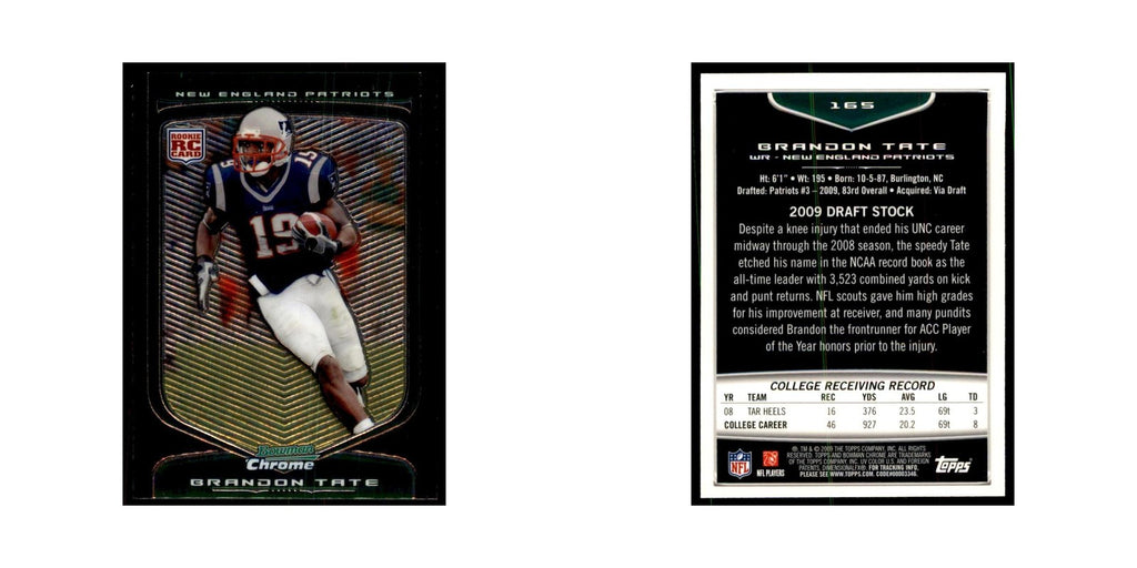 2009 Bowman Chrome Brandon Tate RC Football Cards #165