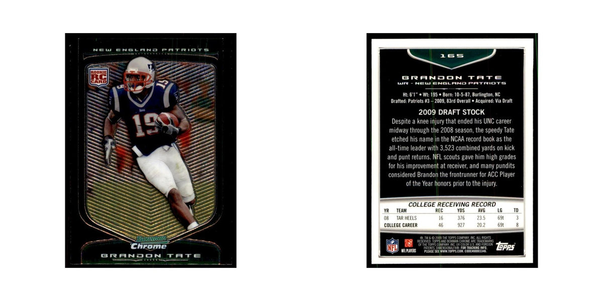 2009 Bowman Chrome Brandon Tate RC Football Cards #165