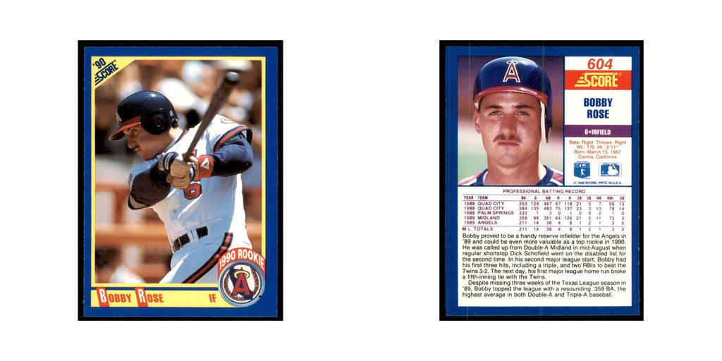 1990 Score Bobby Rose RC Baseball Cards #604