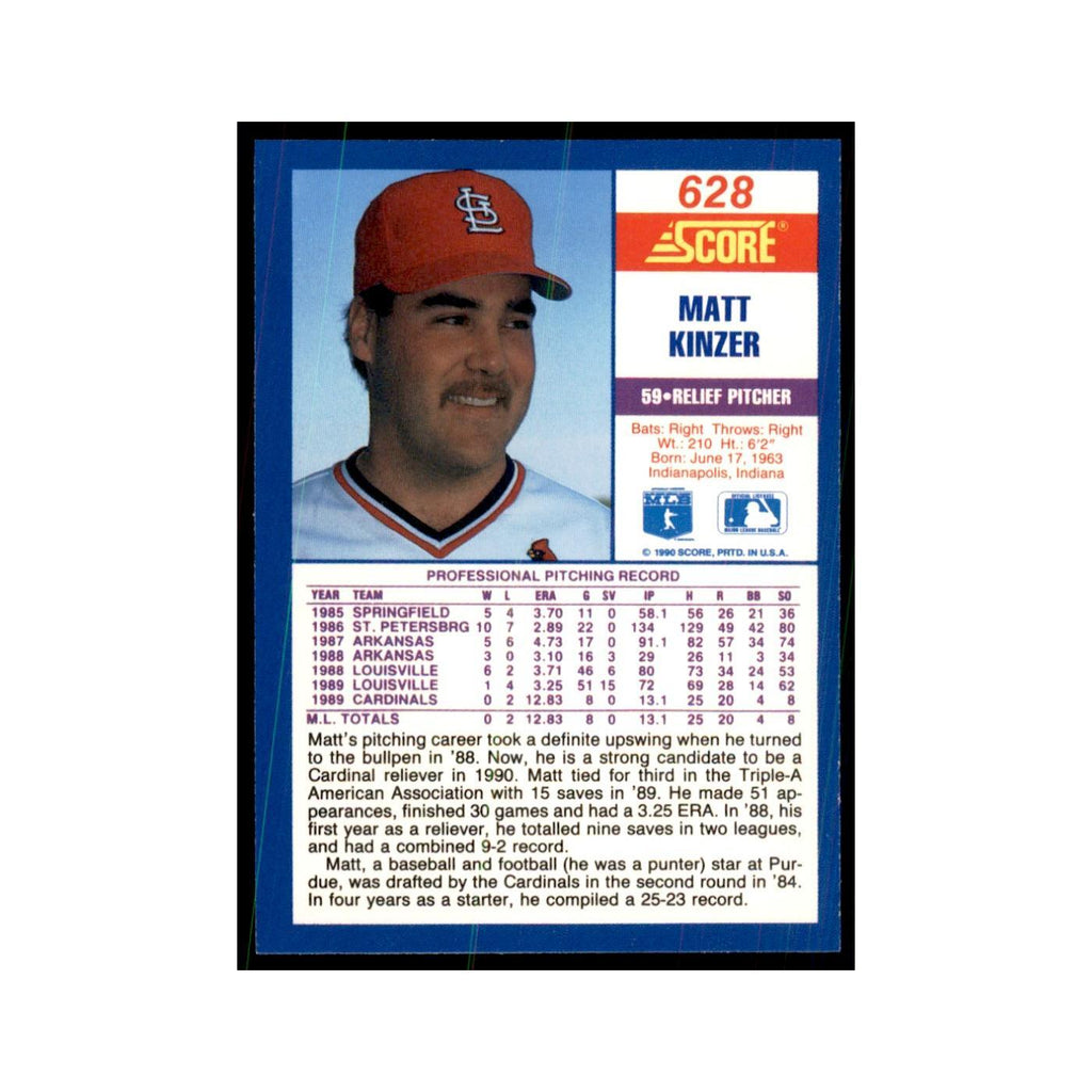 1990 Score Matt Kinzer RC Baseball Cards #628