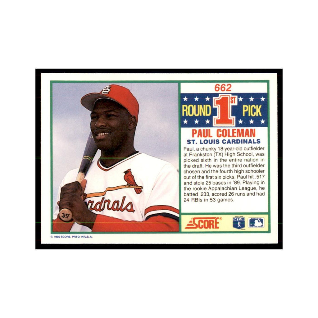 1990 Score Paul Coleman Baseball Cards #662