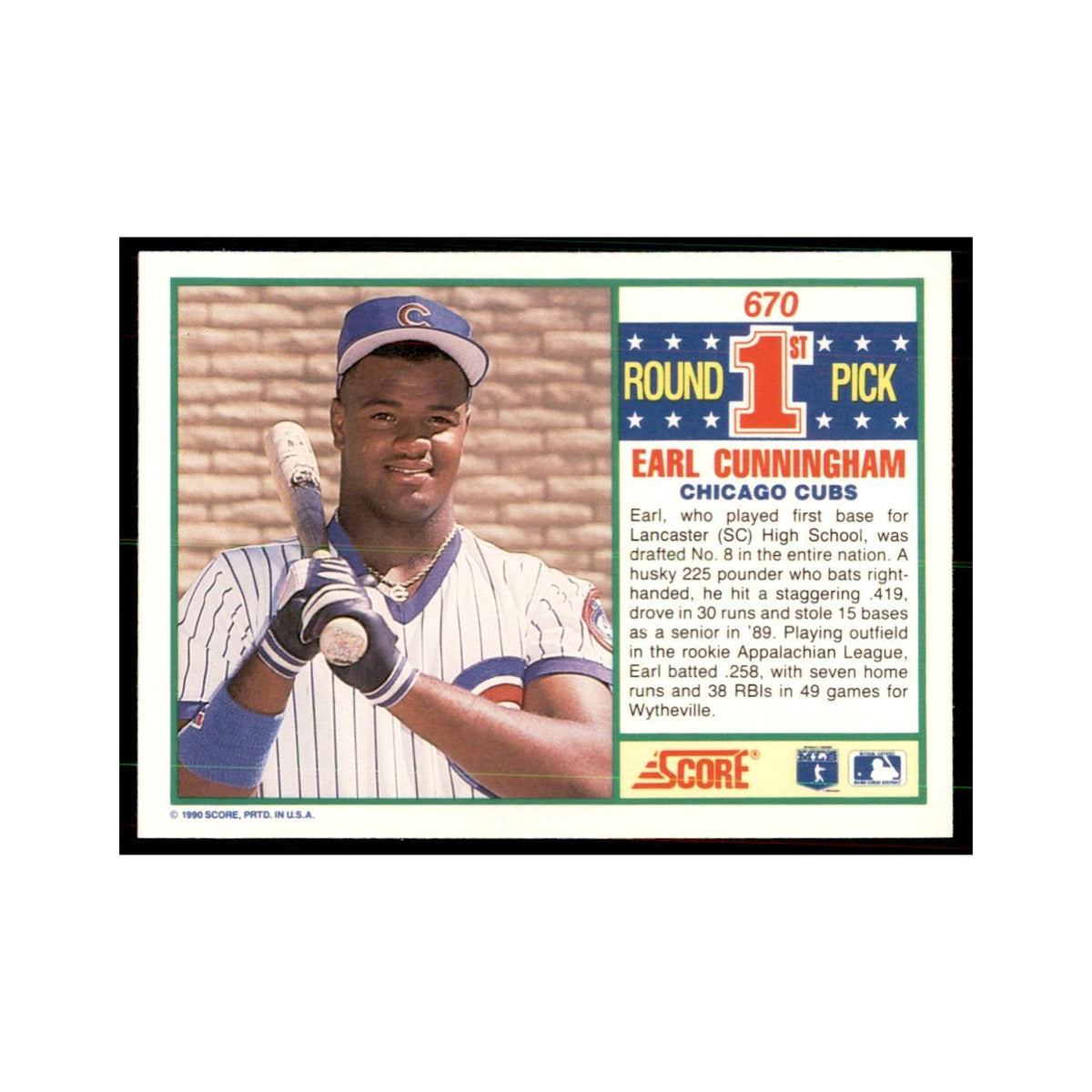 1990 Score Earl Cunningham Baseball Cards #670