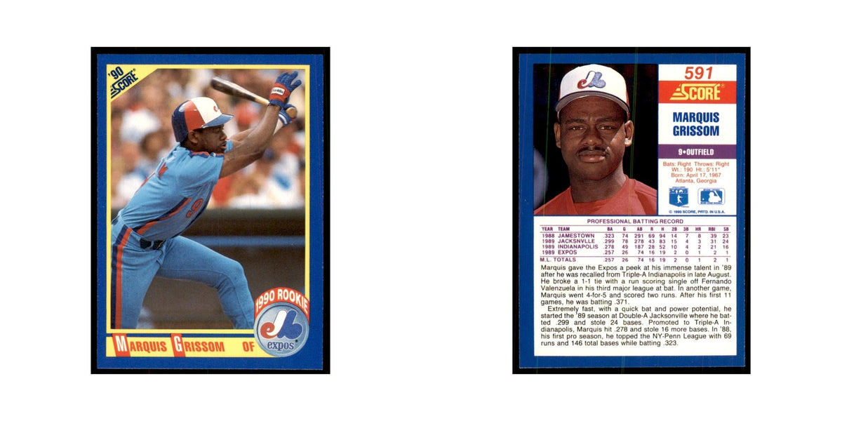 1990 Score Marquis Grissom RC Baseball Cards #591