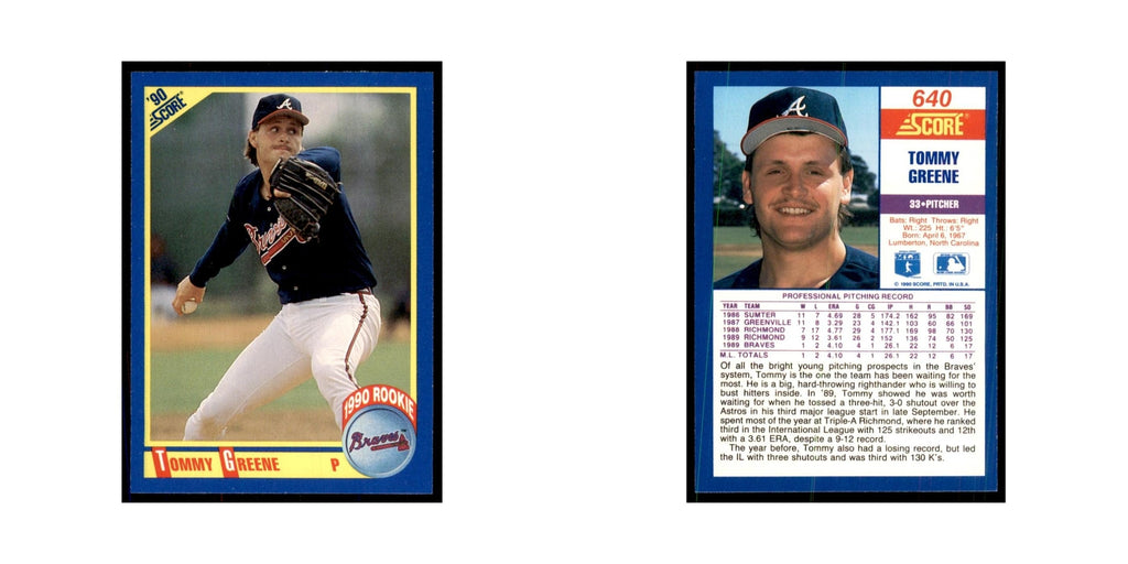 1990 Score Tommy Greene RC Baseball Cards #640