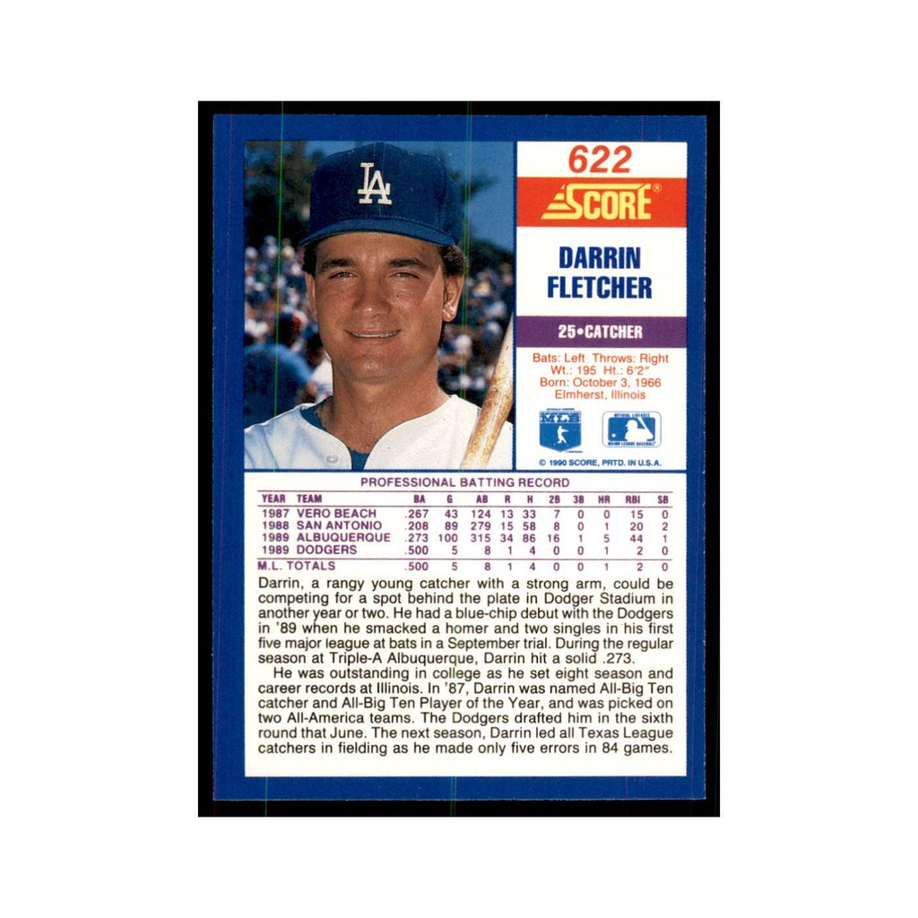 1990 Score Darrin Fletcher RC Baseball Cards #622
