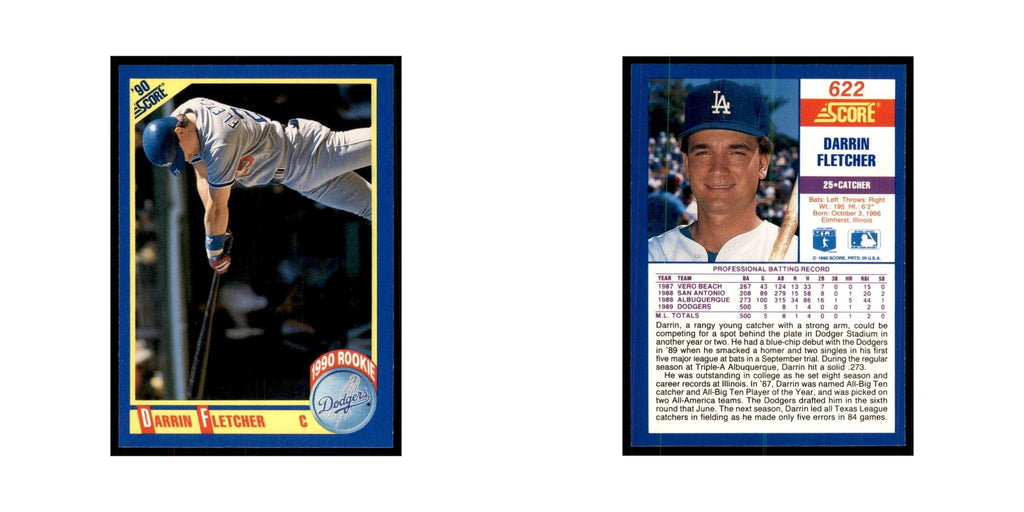 1990 Score Darrin Fletcher RC Baseball Cards #622