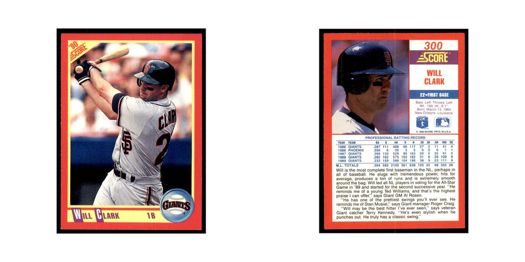 1990 Score Will Clark Baseball Cards #300