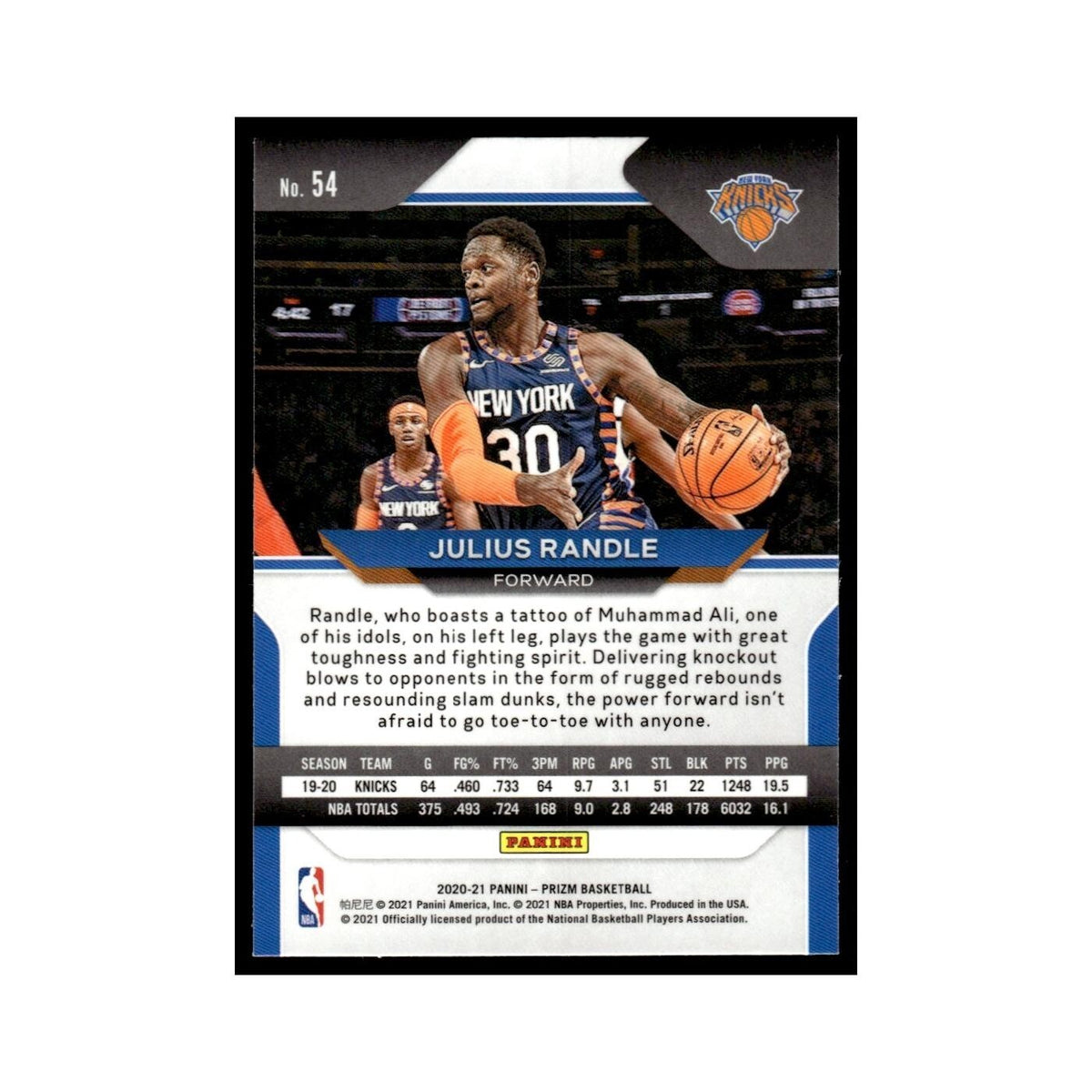 Julius Randle 2020 Panini Prizm #30 New York Knicks Basketball Card NM