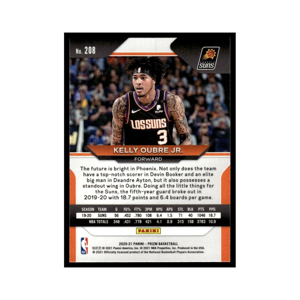 Kelly Oubre Jr. 2020 Panini Prizm #208 Phoenix Suns Basketball Card NM