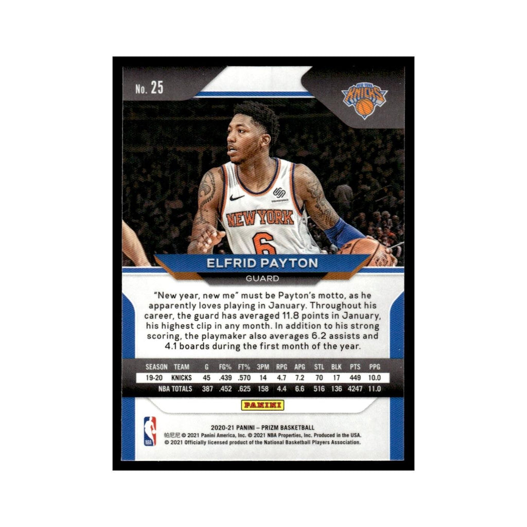Elfrid Payton 2020 Panini Prizm #25 New York Knicks Basketball Card NM
