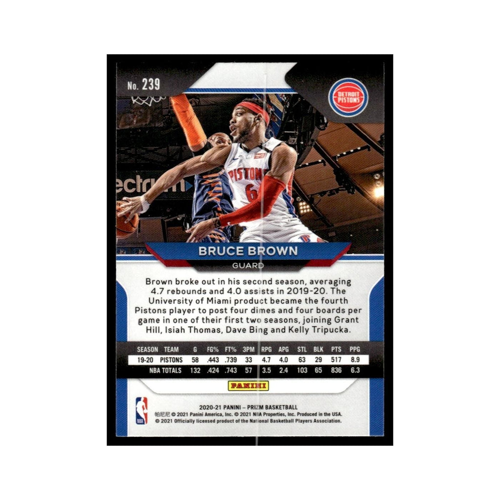Bruce Brown 2020 Panini Prizm #239 Detroit Pistons Basketball Card NM