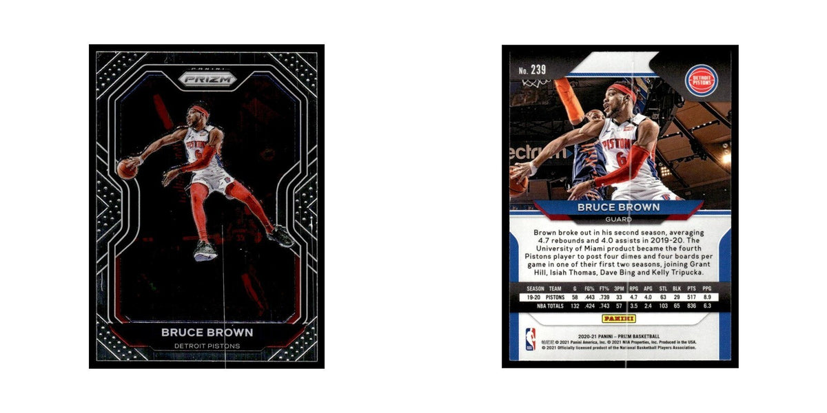 Bruce Brown 2020 Panini Prizm #239 Detroit Pistons Basketball Card NM