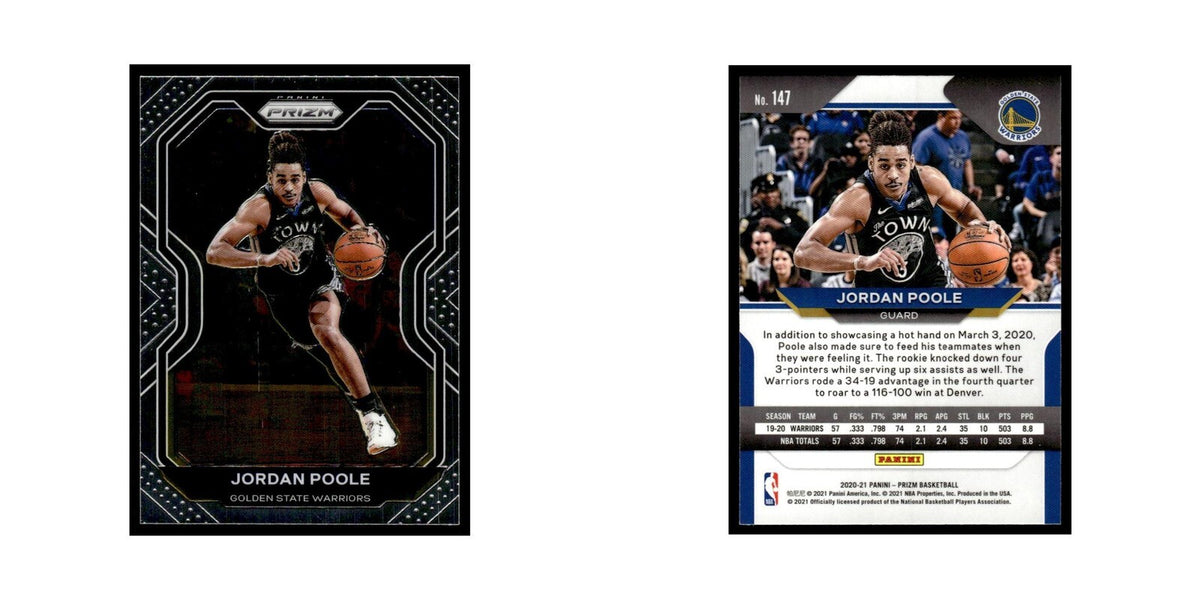 Jordan Poole 2020 Panini Prizm #147 Golden State Warriors Basketball Card NM