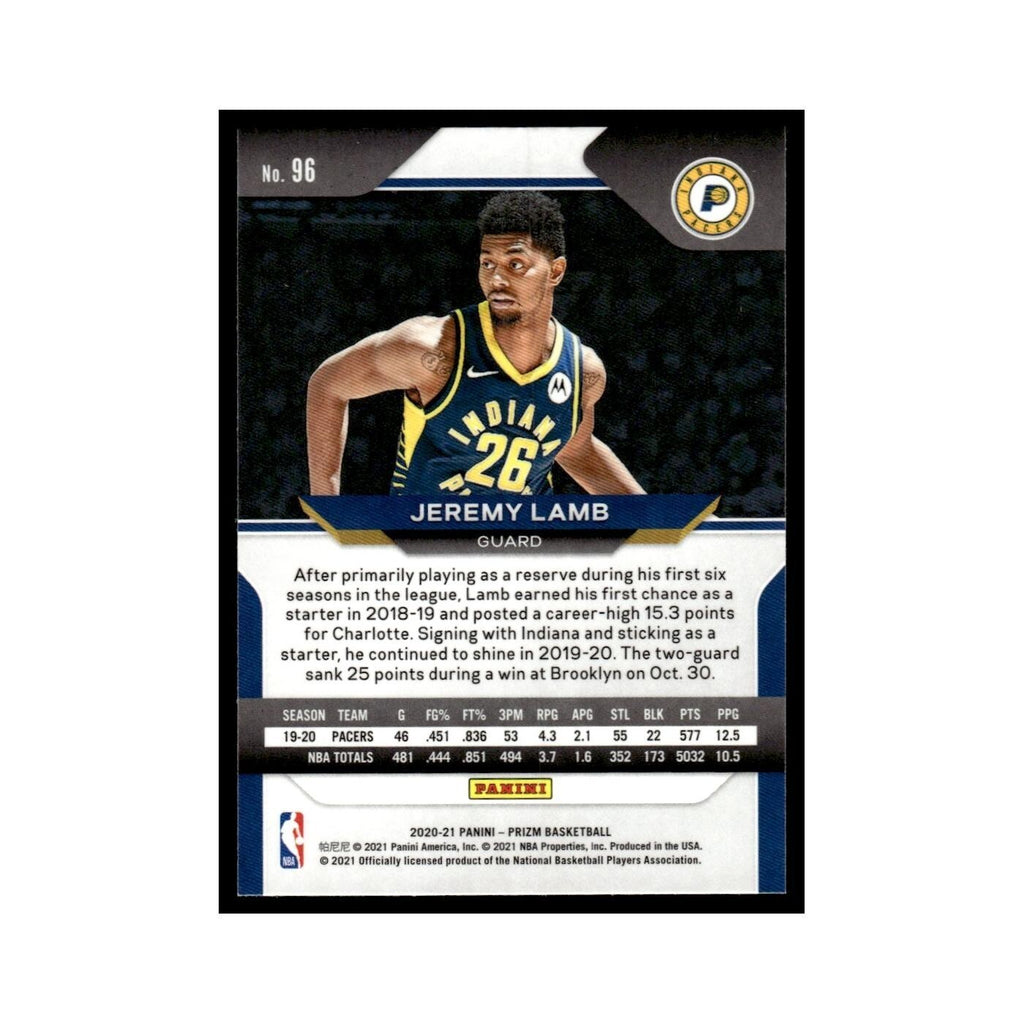 Jeremy Lamb 2020 Panini Prizm #96 Indiana Pacers Basketball Card NM