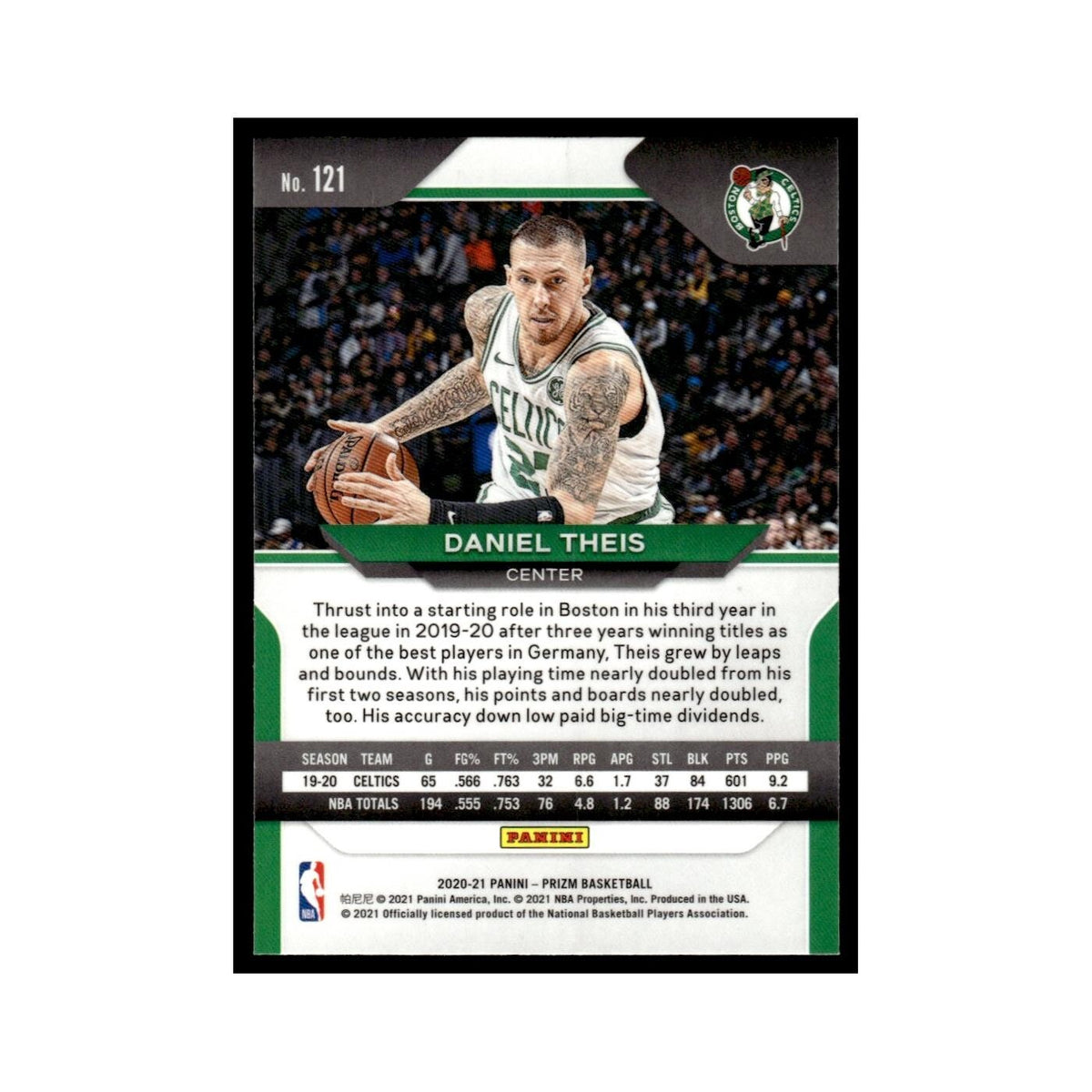 Daniel Theis 2020 Panini Prizm #121 Boston Celtics Basketball Card NM