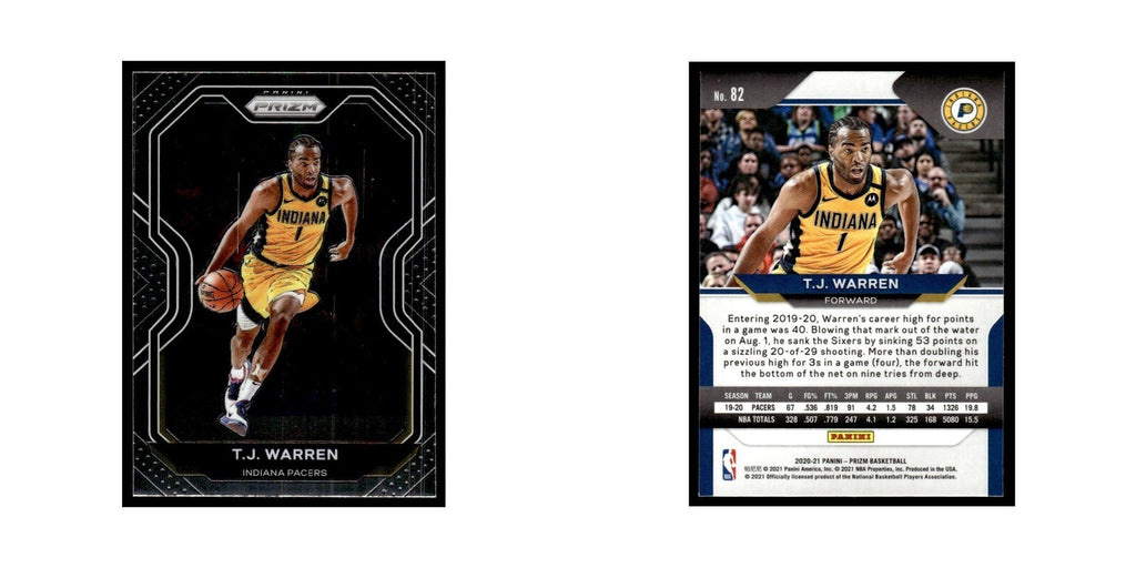 T.J. Warren 2020 Panini Prizm #82 Indiana Pacers Basketball Card NM