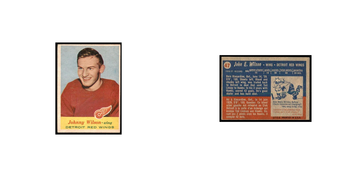 1957 Topps Johnny Wilson Detroit Red Wings #47