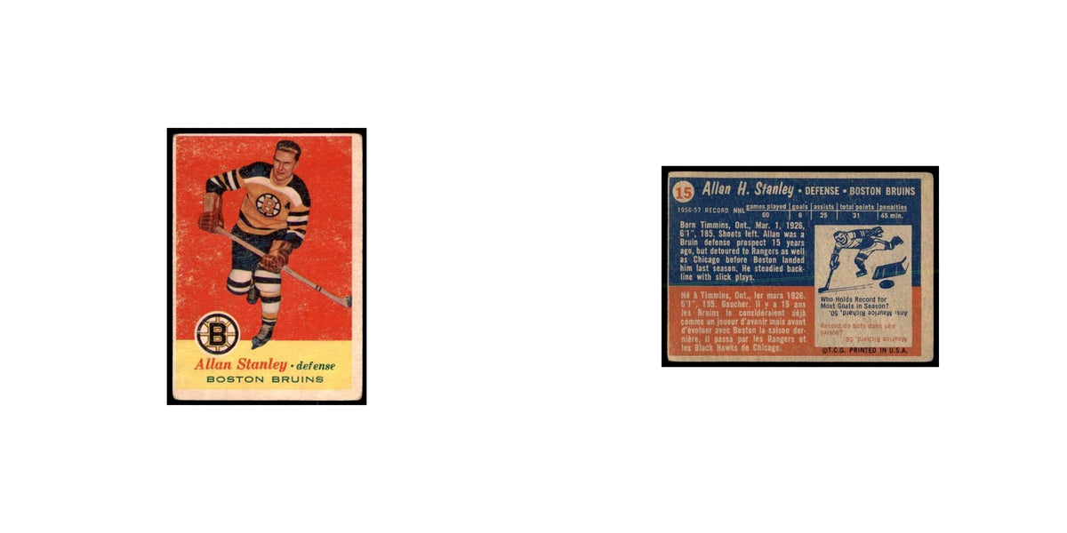 1957 Topps Allan Stanley Boston Bruins #15