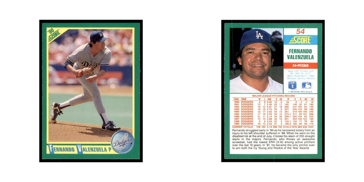 1990 Score Fernando Valenzuela Baseball Cards #54
