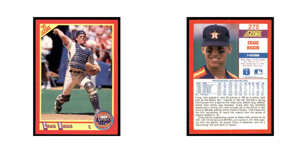1990 Score Craig Biggio Baseball Cards #275