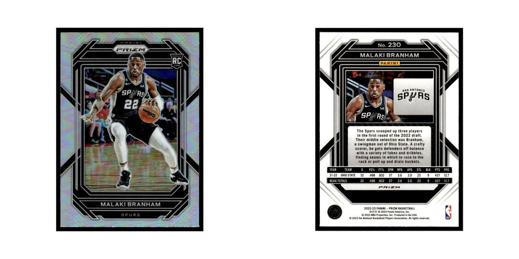 Malaki Branham Rookie 2022 Panini Prizm Silver #230 San Antonio Spurs NM
