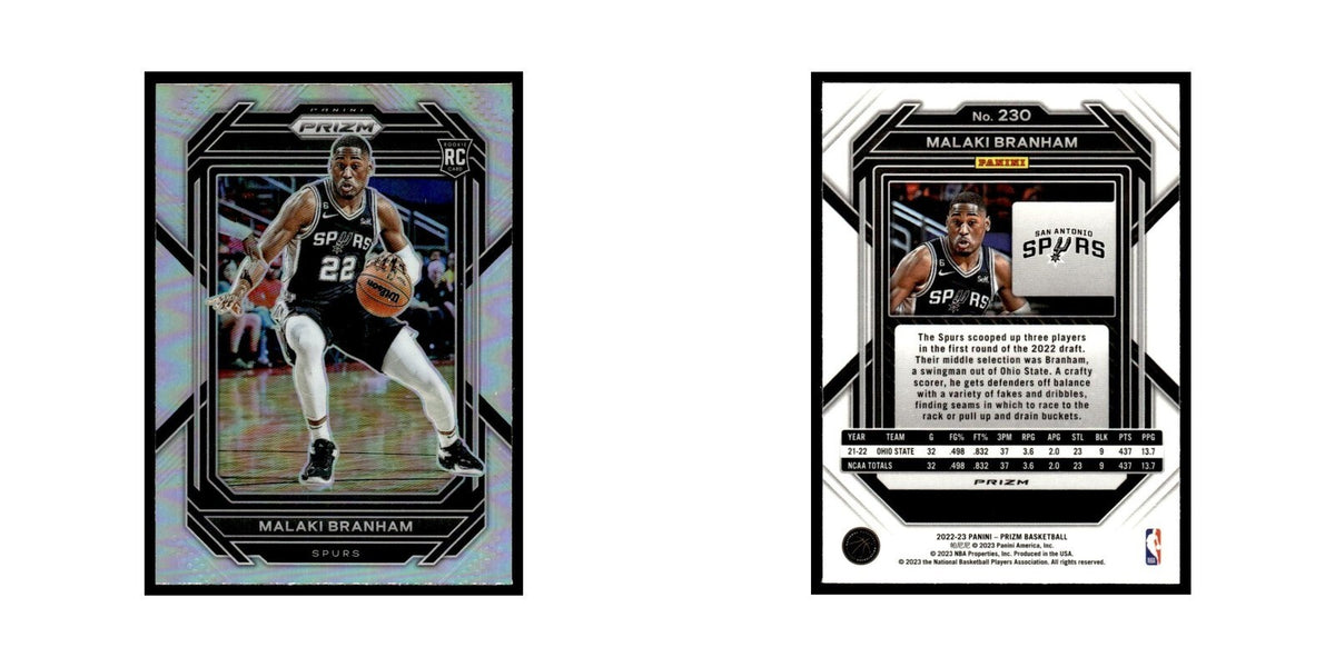 Malaki Branham Rookie 2022 Panini Prizm Silver #230 San Antonio Spurs NM