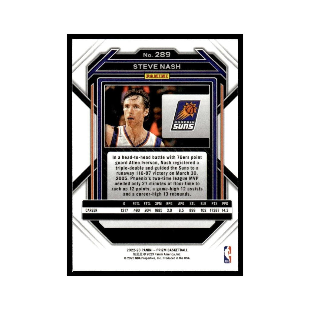 Steve Nash 2022 Panini Prizm #289 Phoenix Suns Basketball Card NM