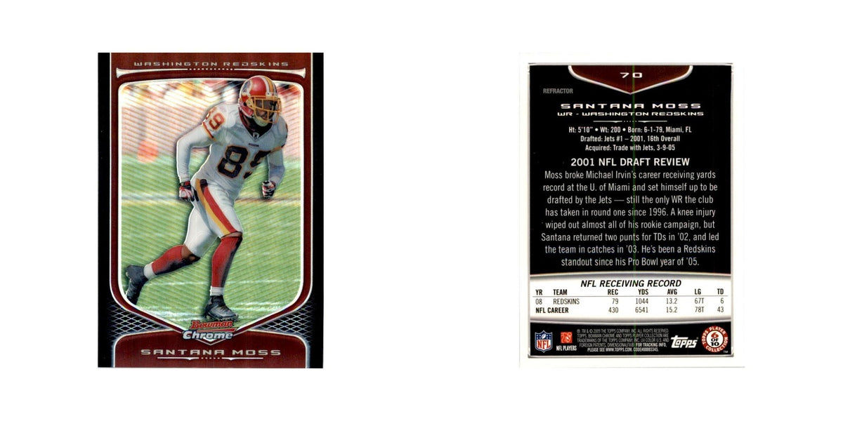 2009 Bowman Refractors Santana Moss Football Cards #70
